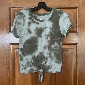 Blue & green tie-dyed ribbed short sleeve